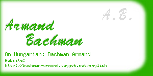 armand bachman business card